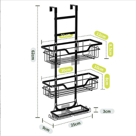 Drill-Free Over-Door Bathroom Shelf Organizer with Wall-Mounted Basket Racks