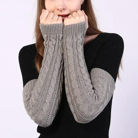 Cable-Knit Long Fingerless Arm Warmer Gloves Arm warmers Arm Warmers & Sleeves