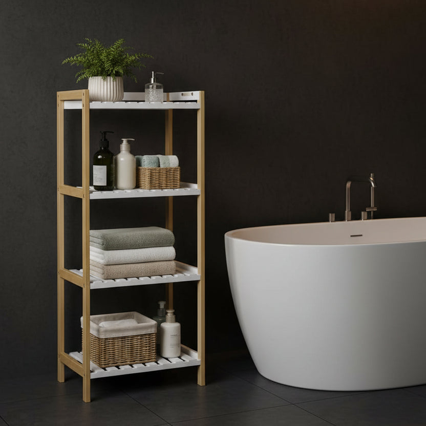 4-Tier Bamboo Bathroom Rack Bathroom Rack Multi-Purpose Storage Racks