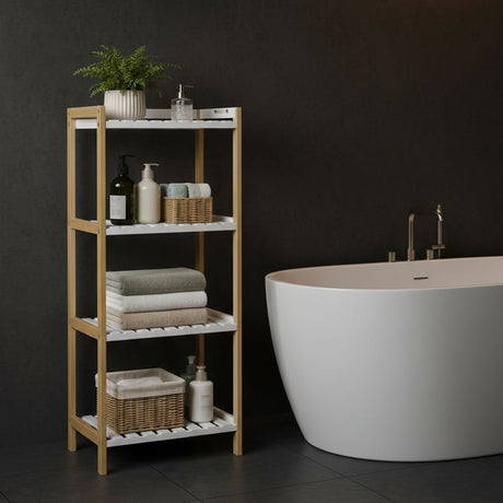4-Tier Bamboo Bathroom Rack Bathroom Rack Multi-Purpose Storage Racks