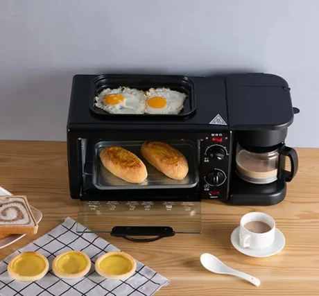 Nunix BE-12 3-in-1 Breakfast Maker 12L Oven, Coffee Maker & Nonstick Frying Pan Combo