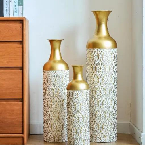 3-Piece Metallic Floor Vase Set Metallic vase Vases
