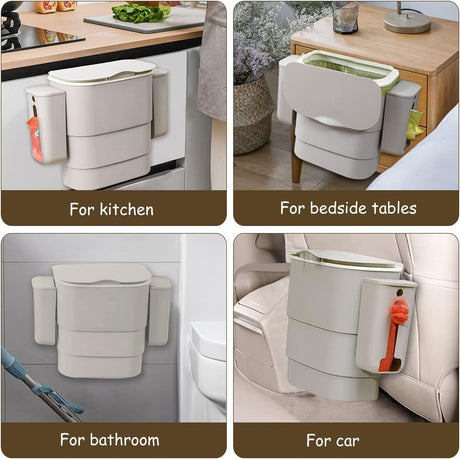 Foldable Kitchen Hanging Dustbin with 2 Trash Bag Storage Cans