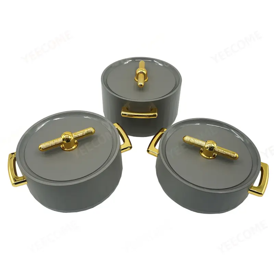 Luxurious Insulated Hotpots 1L, 2L & 3.5L Set with Magnetic Lids & Smooth Finish