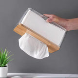 Nordic Minimalist Tissue Box with Bamboo Lid Transparent Serviette Holder