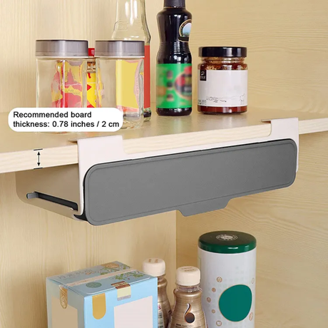 7pc Under Shelf Spice Holder Rack with Clear Jars and Black Lids for Organized Kitchen Storage- Furaha Finds Kenya
