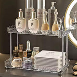 Two-Tier Crystal Makeup Organizer with Decorative Rabbit Accent