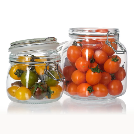 Bon Appetit Stylish Clip Style Glass Storage Jars | Leak Proof Borosilicate Glass | 0.25L to 1.5L Capacities
