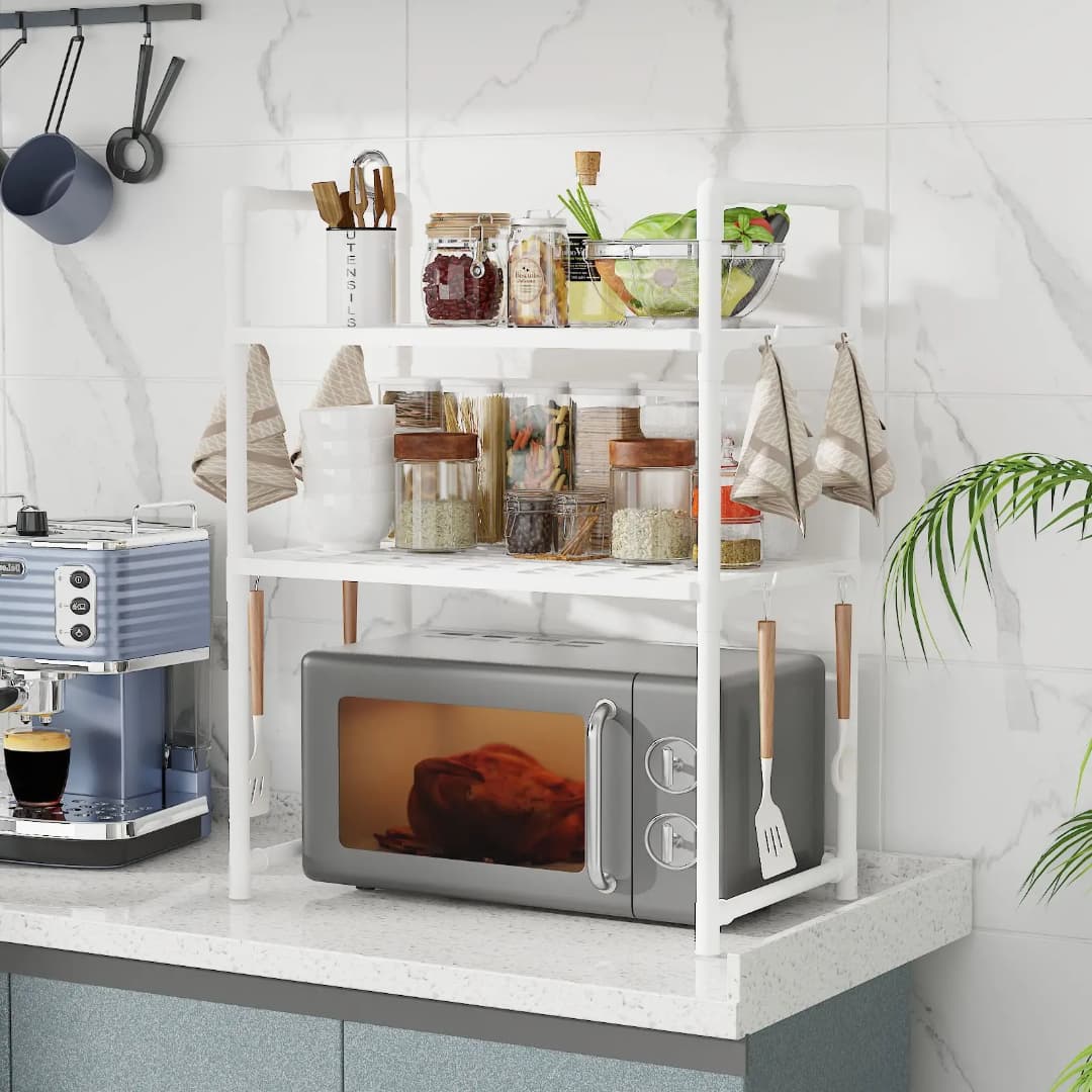 Microwave Shelf Condiment Organizer – Multi-Layer Kitchen Countertop Storage Rack- Furaha Finds Kenya