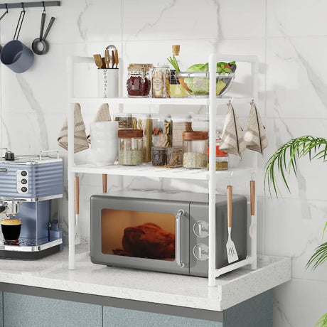 Microwave Shelf Condiment Organizer – Multi-Layer Kitchen Countertop Storage Rack
