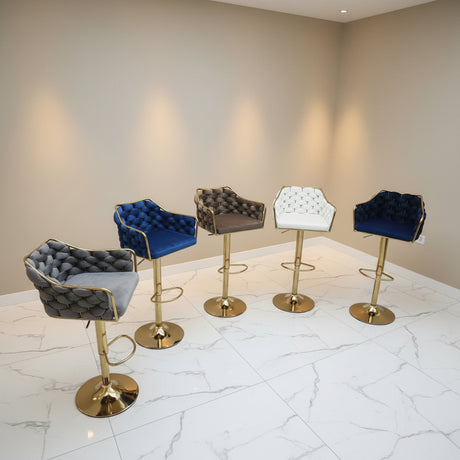 Luxury Braided Velvet Adjustable Bar Stool