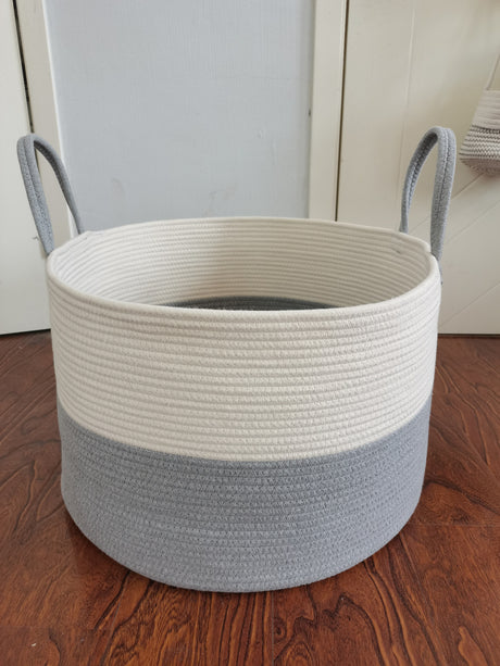 Extra Large Cotton Rope Basket with Lid 55cm x 35cm Storage Organizer