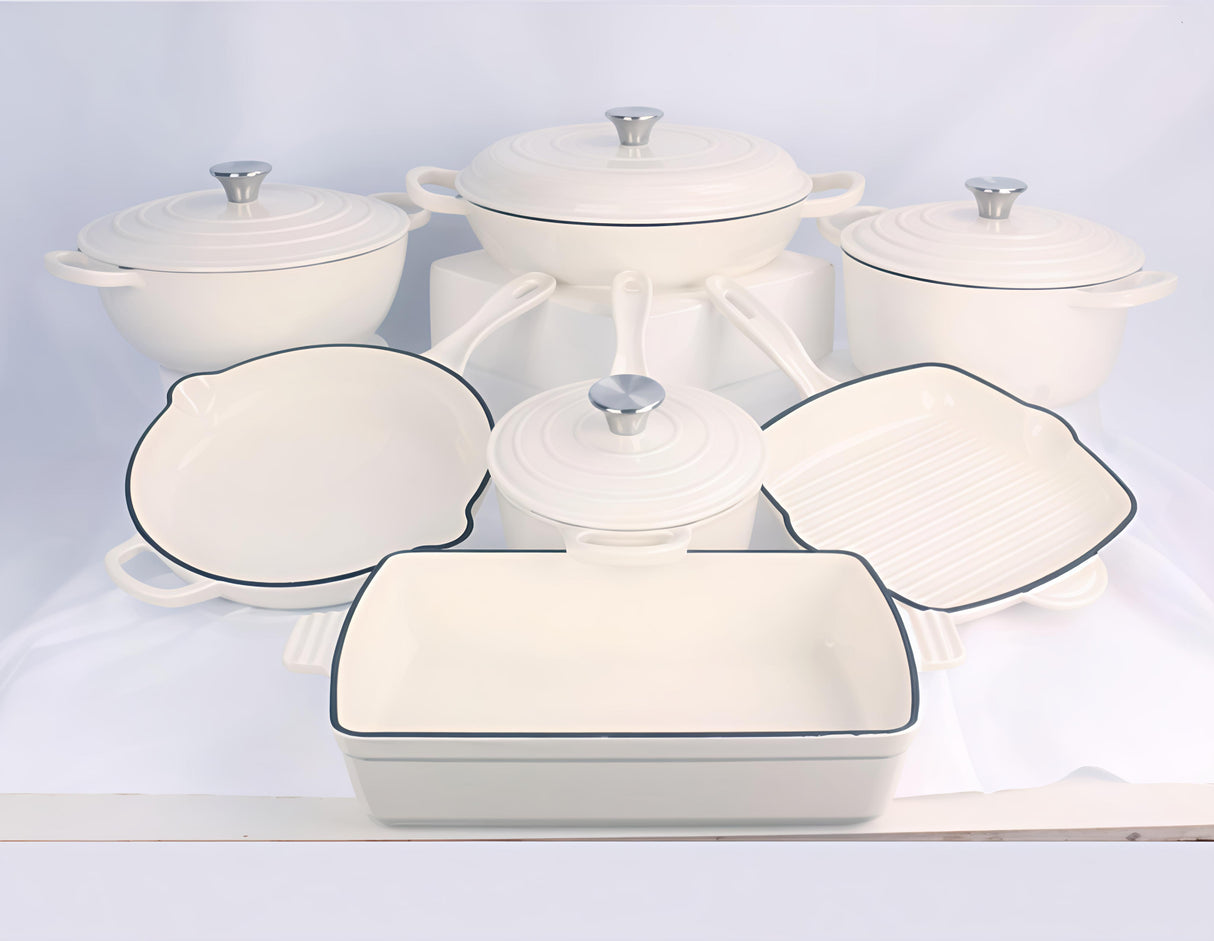 Original Heavy Duty Enamel Cast Iron 11pcs Cookware Set S JADE