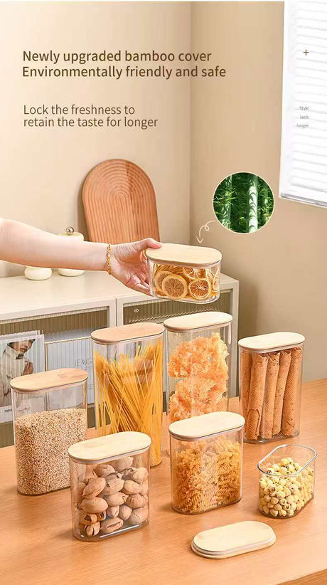 4pcs Set Acrylic Storage Containers 500ml to 2000ml, Airtight with Bamboo Lids.- Furaha Finds Kenya