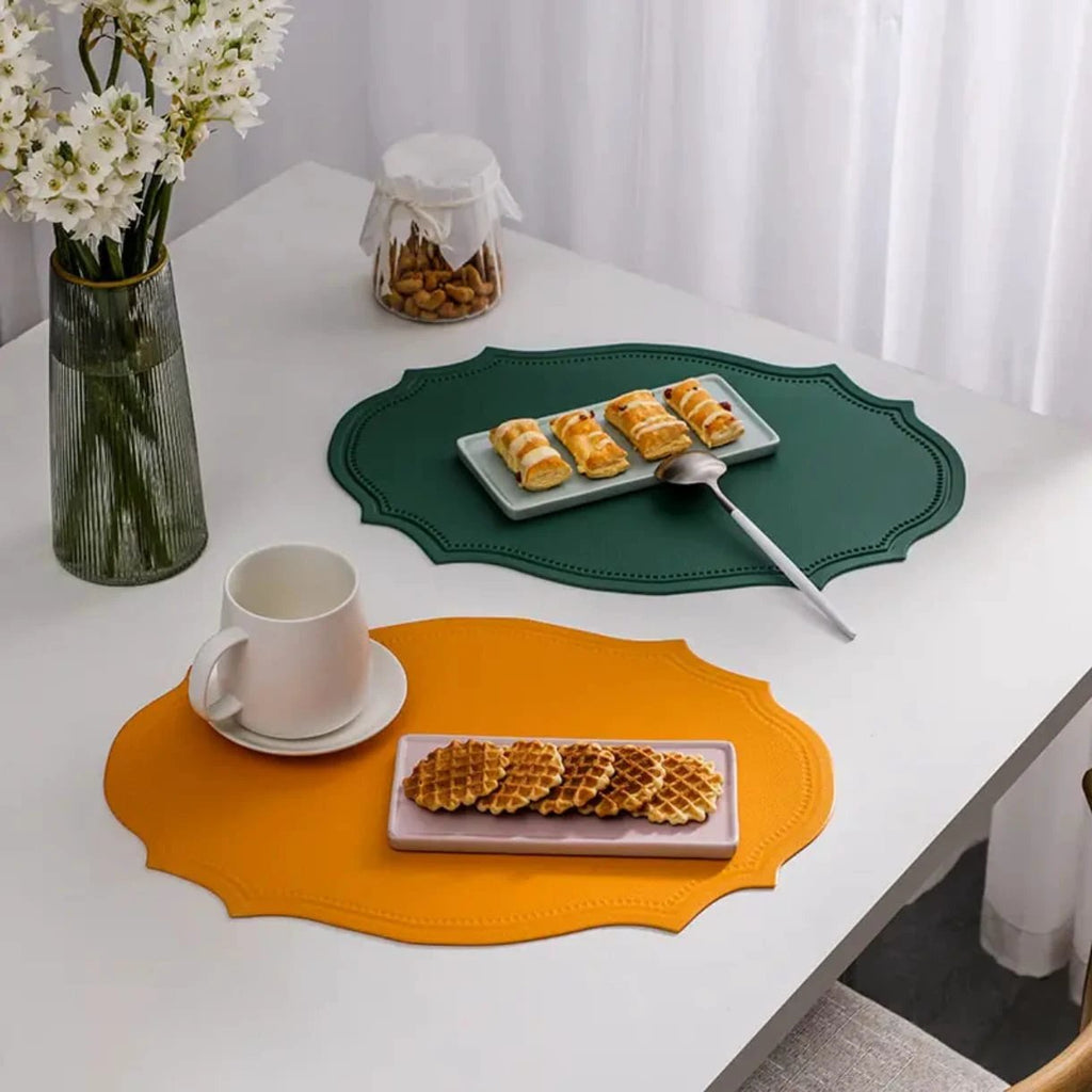 Nordic Leather Anti-Slip Table Mats – Heat Resistant PVC Placemats Set of 6 Tablemats Placemats