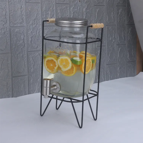 Glass Juice Dispenser with Metallic Stand Available in 5L & 8L- Furaha Finds Kenya
