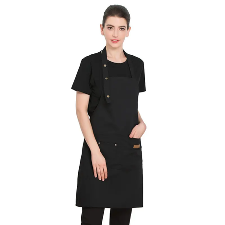 Unisex Apron with Pockets Adjustable Neck Strap, Durable Polyester for Kitchen, Cafe & Salon Use.- Furaha Finds Kenya