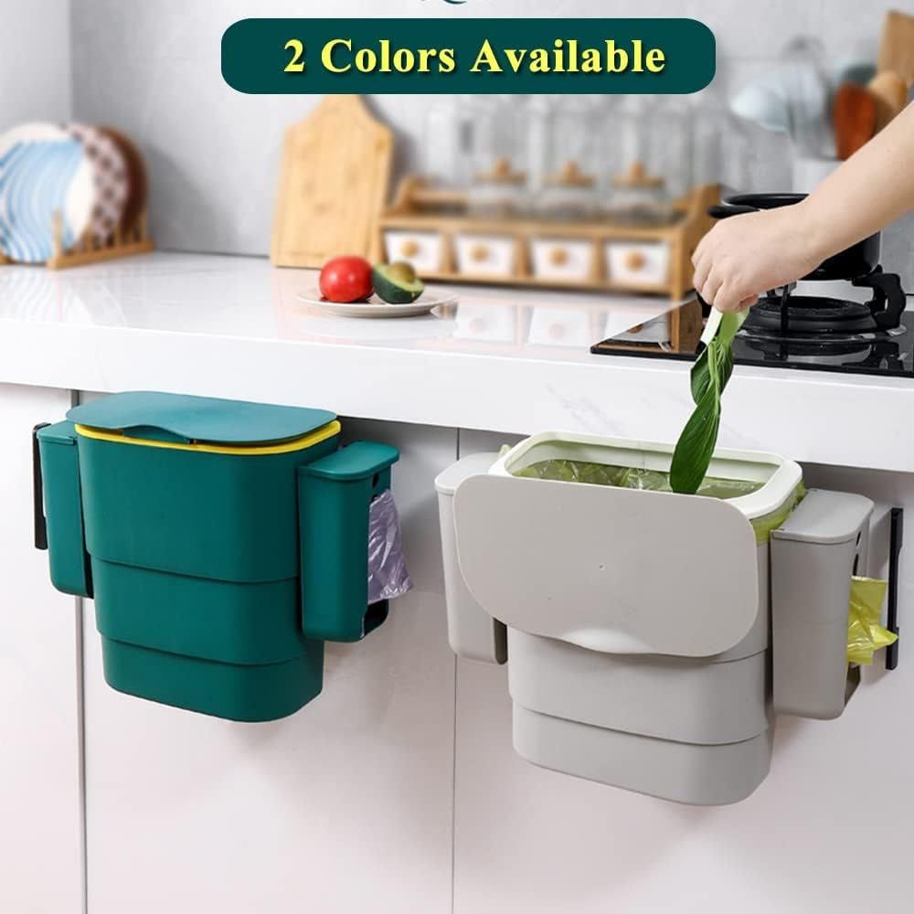 Foldable Kitchen Hanging Dustbin with 2 Trash Bag Storage Cans