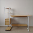 Minimalist Study Desk with Bookshelf Drawers White Metal Frame 120x110x40cm Office Furniture Desks