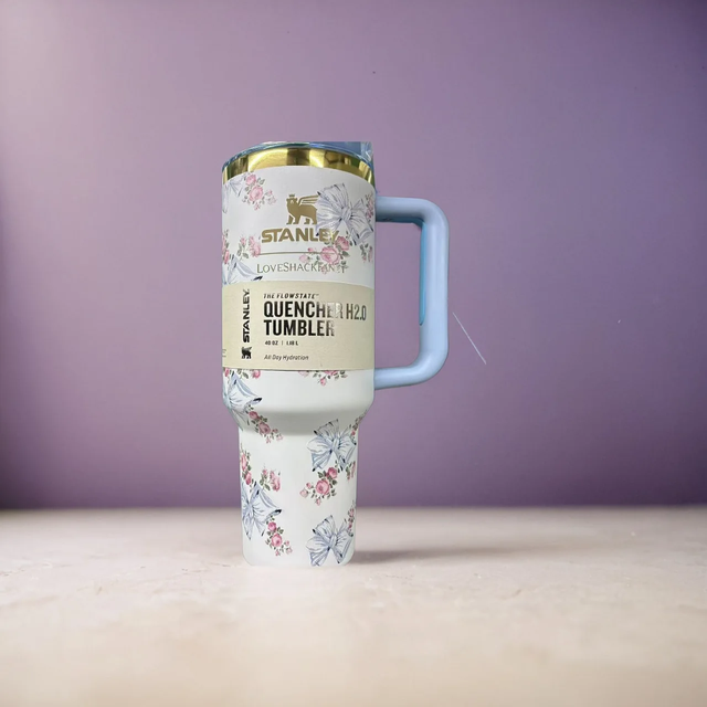 Original Love Shark Stanley Tumbler 1.18L Floral Edition with Straw & Topper- Furaha Finds Kenya