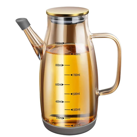 High Borosilicate Glass Oil Bottle with Silicone Base – 1000ml Kitchen & Dining