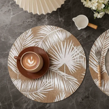 6pcs Round Table Placemats With Elegant Leaf Pattern Placemats