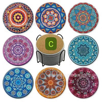 8Pcs Ethnic Style Ceramic Coasters Ceramic coaster Coasters
