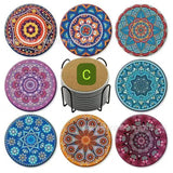 8Pcs Ethnic Style Ceramic Coasters Ceramic coaster Coasters