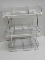 3 Layer Multifunctional Storage Rack with Clear Acrylic Trays and Metal Stand