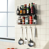 Furaha Finds Punch Free Wall Mounted Floating Bathroom Organizer with Hooks Metallic Shelf for Extra Storage
