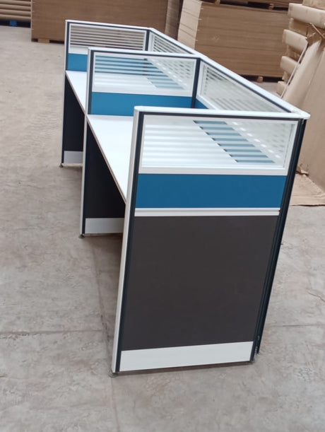 2-Person Office Workstation Desk with Privacy Panels – Modern Modular Design
