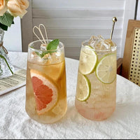 High Quality Borosilicate Ribbed Drinking Glasses – 480ml Clear Vertical Line Design (6pcs Set) Drinkware Sets