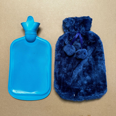Hot Water Bottle with Fur Fleece Cover 2L for Warmth, Pain Relief, and Comfort