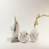 Small Neck Glossy Wave Vase Set Decor Vases