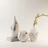 Small Neck Glossy Wave Vase Set Decor Vases