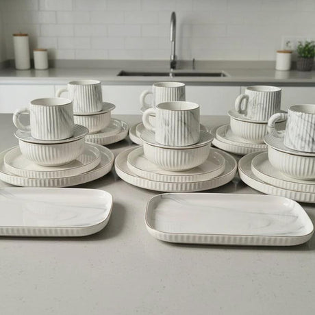 Elegant European Porcelain 32-Piece Dinner Set with Large 380ml Mugs Dinner set Dinnerware Sets