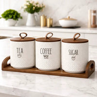 Ceramic Canister Set For Small Kitchens With Airtight Lids Storage canisters Food Storage Containers
