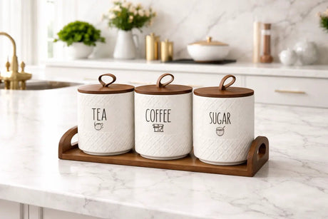Ceramic Canister Set For Small Kitchens With Airtight Lids Storage canisters Food Storage Containers
