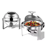 Stainless Steel Round Rolltop Chafing Dish with Glass Window 6L for Buffet and Catering- Furaha Finds Kenya