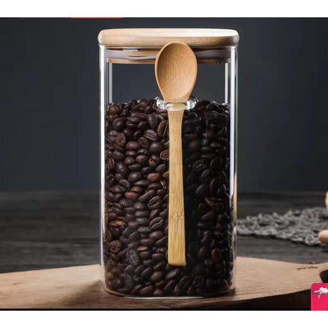 700ml Glass Jar with Bamboo Lid & Spoon Stylish Storage Solution- Furaha Finds Kenya
