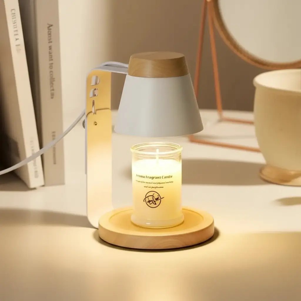 Electric Candle Warmer With Bamboo Base & Top Candle warmer Candle & Oil Warmers