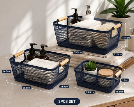 3PCS Mesh Storage Basket Set Storage basket Household Storage Baskets