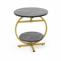 2 Layer Minimalist Marble Effect Side Table Coffee table End Tables