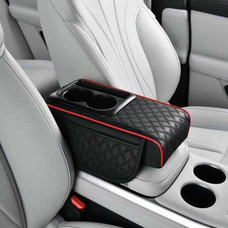 Auto Center Console Armrest Cushion with Cup and Phone Holder – 3 in 1 Multipurpose Design