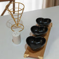 Chips and Dip Luxury Serving Set with Ceramic Bowls and Bamboo Tray Serving Platters