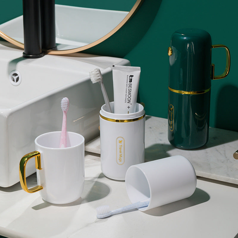 Portable Travel Toothbrush Storage Case with Dual Cups – Compact Oral Care Set for Business Trips- Furaha Finds Kenya