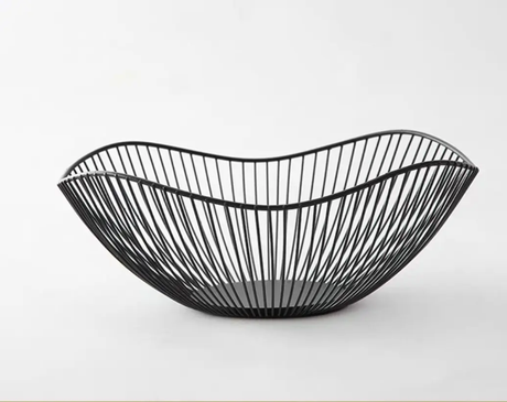 Fruit Mesh Basket with Elegant Metal Finish Durable Wire Design in Golden or Black Perfect for Kitchen Counters & Dining Tables