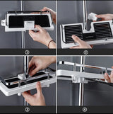 Rotating Hook Shower Storage Rack Single Tier Tray Stand, No Drilling, Easy Installation