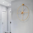 Luxury Single-Ring Open-Face Wall Clock 60cm Ultra-Minimalist Metal Gold Black Home & Garden Wall Clocks