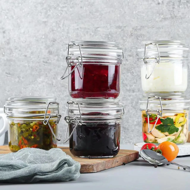 Bon Appetit Stylish Clip Style Glass Storage Jars | Leak Proof Borosilicate Glass | 0.25L to 1.5L Capacities